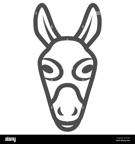 Donkey head line icon, Farm animals concept, mule face sign on white ...