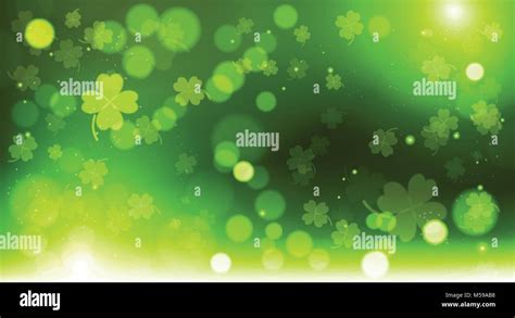 Abstract Bokeh Blur Template Clovers Background Green Happy Saint