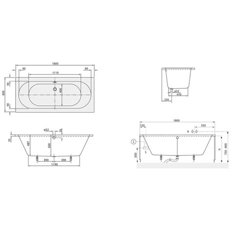 Ванна акриловая прямоугольная VILLEROY BOCH O novo Duo 180x80см