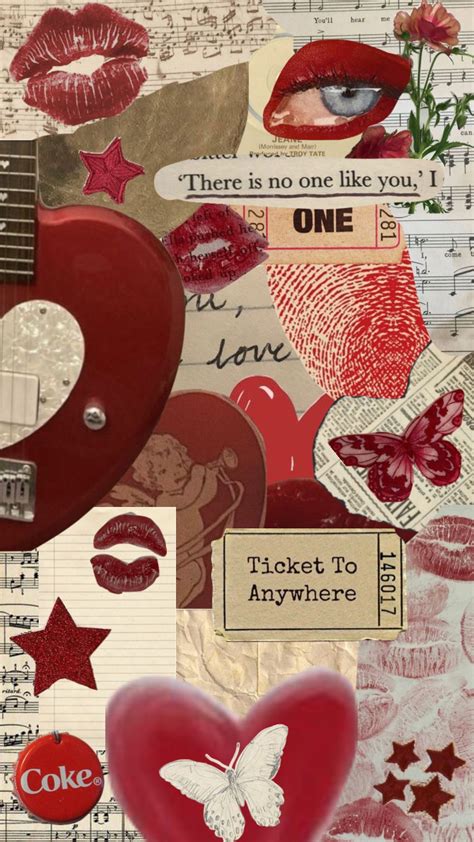 Coquette Red Aesthetics Collage Moodboard Valentines Wallpaper