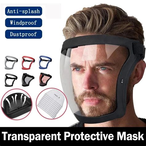 Transparent Full Face Protective Mask Reusable Dustproof Anti Fog Head