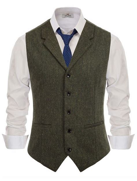 Buy PJ PAUL JONES Men S Slim Fit Herringbone Tweed Suits Vest Wool