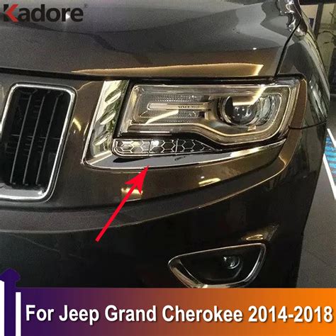 For Jeep Grand Cherokee 2014 2018 Chrome Head Light Lamp Eyebrow Eyelid