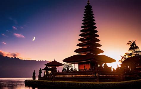 Premium AI Image | Bali temple in sunrise