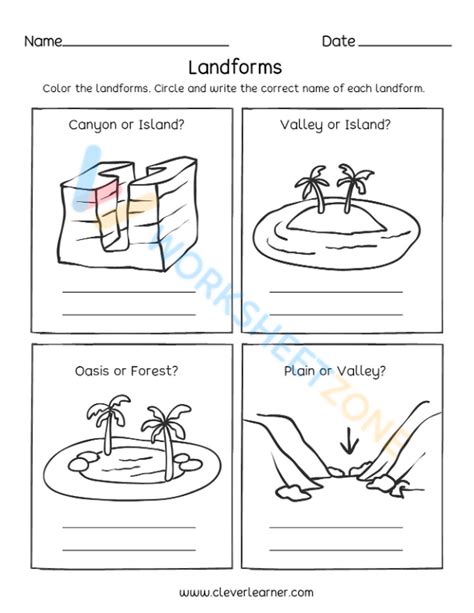 Free Printable Landforms Worksheets for Educators