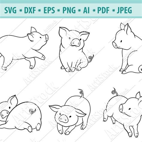 Pig Svg Pig With Flower Svg Baby Pig Svg Cute Pig Svg Cute Etsy Hong Kong