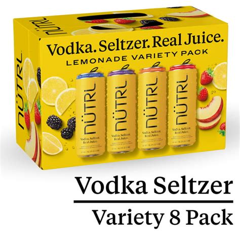 Nutrl Vodka Hard Seltzer Lemonade Variety Pack Gluten Free 8 Pack