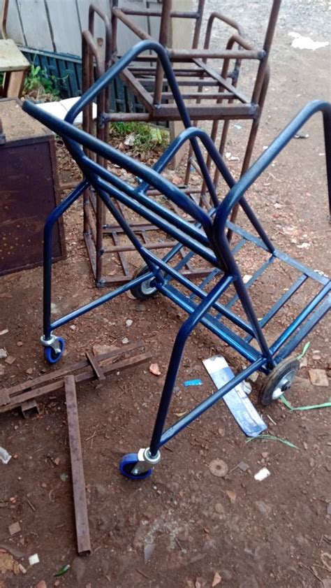 Blue Mild Steel Double Cylinder Trolley For Industrial At Rs In