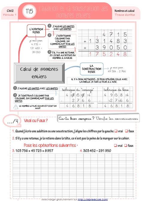 M A J Math Matiques Cm Toute Mon Ann E Fiches De Prep Le Ons