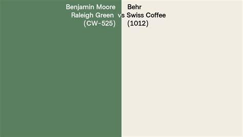 Benjamin Moore Raleigh Green Cw Vs Behr Swiss Coffee Side