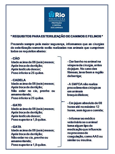 Prefeitura Informa Ltimo Agendamento Do Ano Para Esteriliza O De