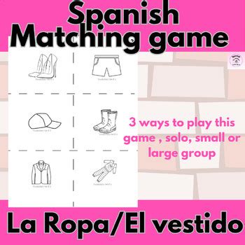 La Ropa Spanish Clothing Vocabulary Game Black White Pdf Version