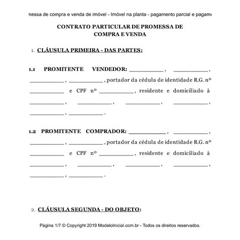 Exemplo De Contrato De Compra E Venda De Imóvel Vários Exemplos