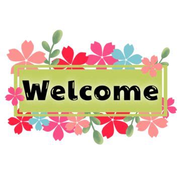 Welcome Letter Vector Art PNG, Welcome Text Hand Lettering With Flowers ...