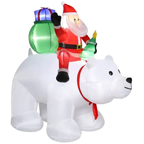 6ft Christmas Inflatable Santa Claus With Polar Bear And Christmas Tree