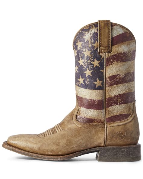 Ariat Mens Circuit Proud American Flag Western Boots Wide Square Toe