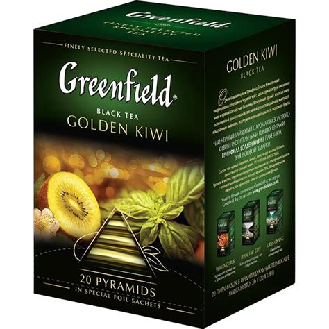 Ароматизированный чёрный чай Гринфилд (Greenfield) Golden Kiwi (Голден ...