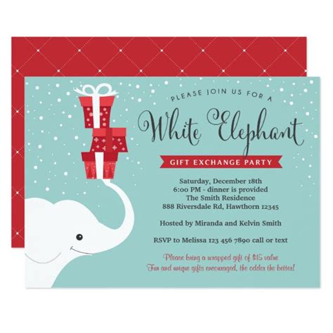 White Elephant Invitation, Christmas Party Invite