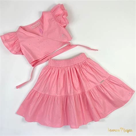 Conjunto Infantil Pituchinhus Rosa Agatha Strass especiais da Árvore Mágica