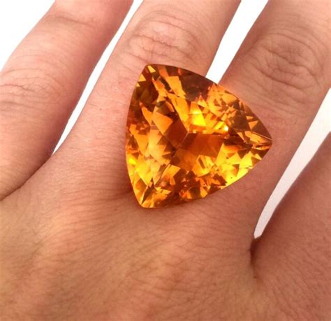 LARGE 29 CT NATURAL TRILLION CUT LOOSE ORANGE CITRINE GEMSTONE NO