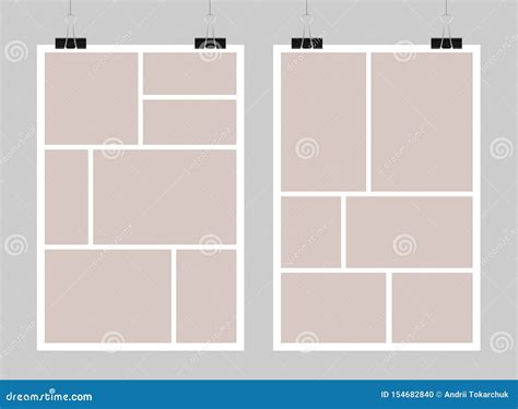 Vector Template Empty Collage Board Frames, Photo. Stock Vector - Illustration of album ...