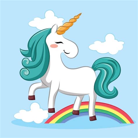 Fondo De Vector Lindo Unicornio M Gico Y Arco Iris Con Un Unicornio