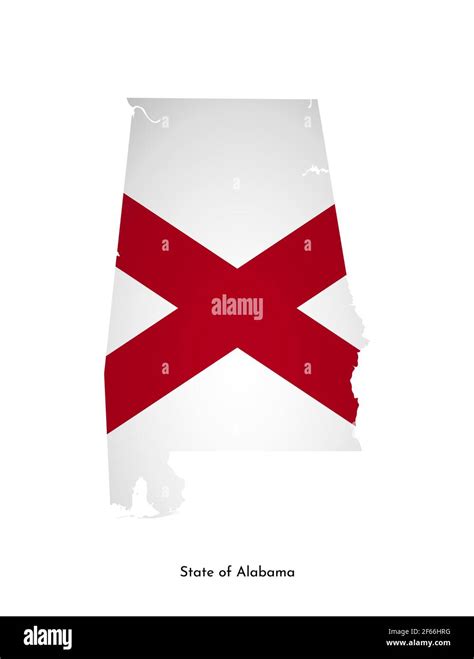 Vector Isolated Illustration With Flag And Simplified Map Of Alabama