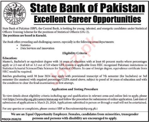 State Bank Of Pakistan Sbp Karachi Jobs Job Advertisement