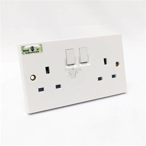 Ums 2213a 13amp 2 Gang Switch Socket Sirim White