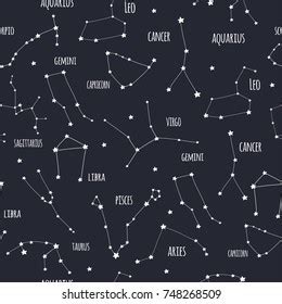 Zodiac Constellations Set Hand Lettering On Stock Vector Royalty Free