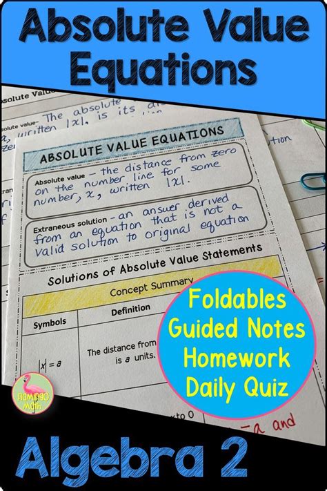 Absolute Value Equations And Inequalities Algebra 2 Unit 1 Absolute Value Equations