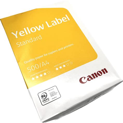 Canon Yellow Label Standard Pefc A4 White Paper Pack Of 5 Reams Of 500