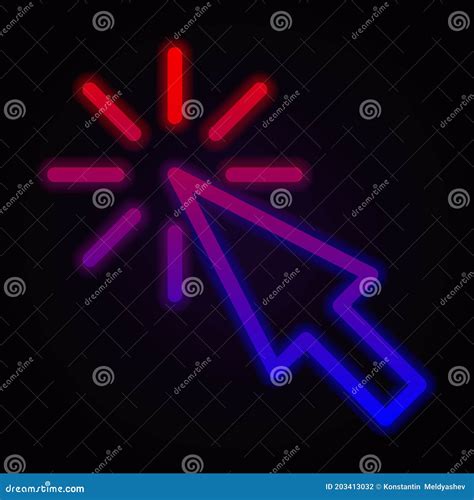 Arrow, Cursor Neon Icon on Dark Background Stock Illustration ...