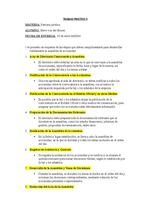 Trabajo Practico 3 Personas Juridicas TRABAJO PRACTICO 3 MATERIA