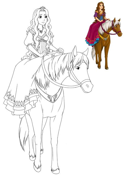 Coloriage Imprimer Une Belle Princesse Sur Son Cheval