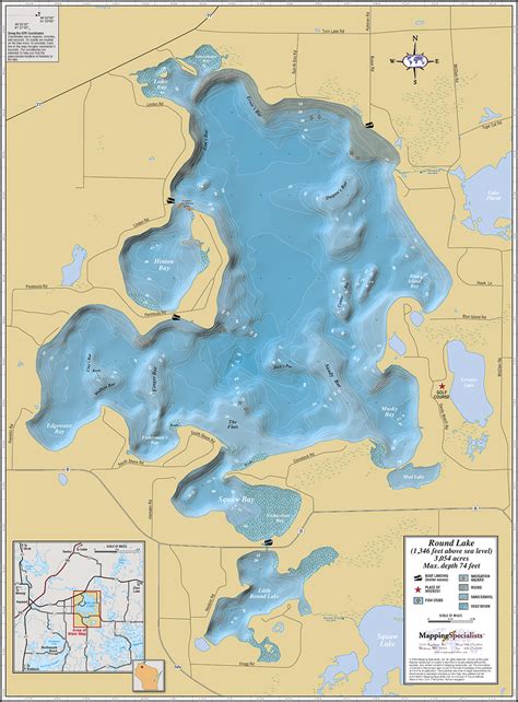 Round Lake Wall Map