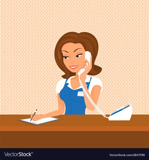 Female Receptionist Is Taking A Call Royalty Free Vector