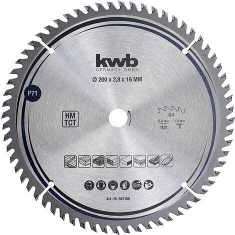 Kwb 587168 Lame De Scie Circulaire Au Carbure 200 X 16 Mm 1 Pc S X998752