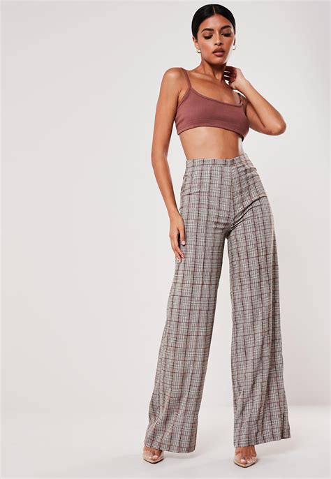 Brown Plaid Print Co Ord Wide Leg Pants Sponsored Print Affiliate