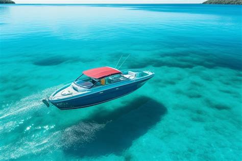 Premium Ai Image Speed Boat Floating Turquoise Water