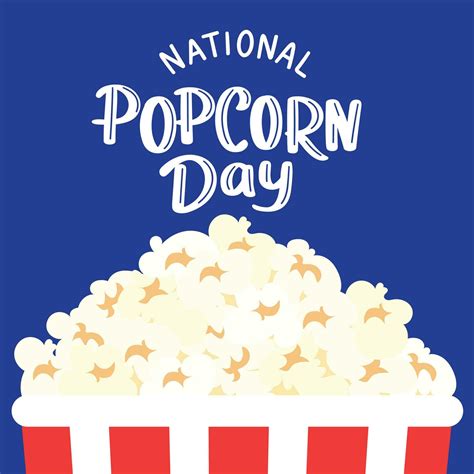 National Popcorn Day Lettering Inscription Handwriting Text Banner For