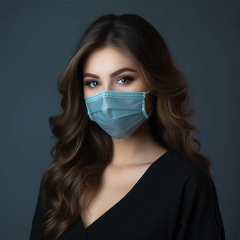 Premium Ai Image Beautiful Young Woman Wearing Surgical Mask On Dark Background