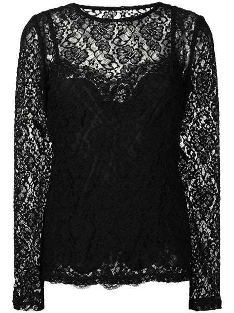 Dolce Gabbana Floral Lace Top Farfetch Blusa De Renda Preta