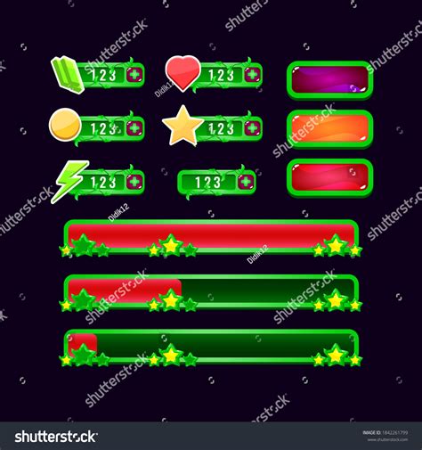 Set Nature Gui Progress Bar Button Stock Vector Royalty Free