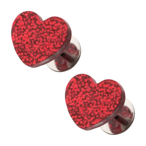 Red Glitter Hearts | ComfyEarrings.com