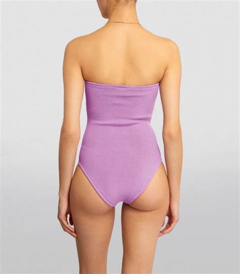 Womens Hunza G Purple Strapless Audrey Nile Swimsuit Harrods UK