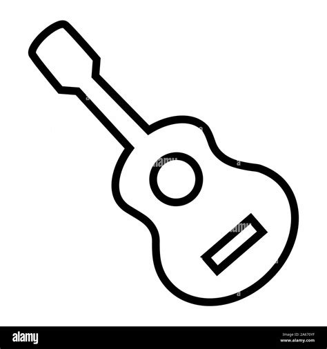 Icono de guitarra acústica ilustración Contorno negro sobre fondo