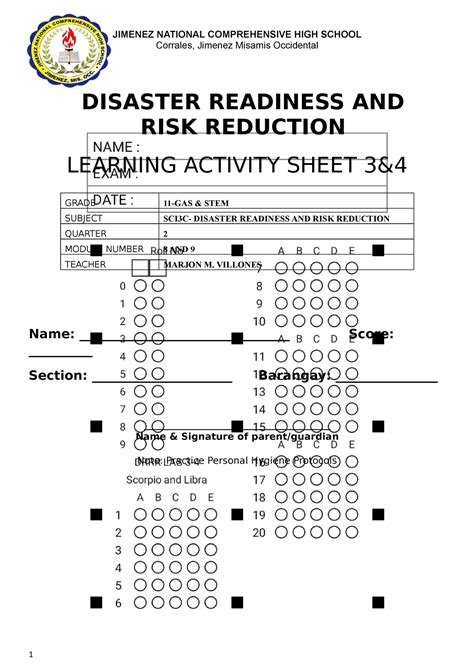 LAS DRRR 2ND Q 3 4 Learning Activity Sheets For Disaster Readiness