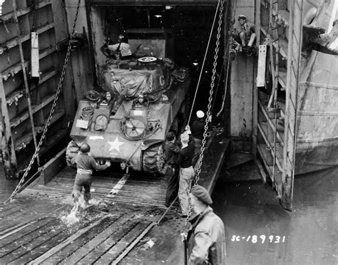 2nd Armored Division M4 Sherman Debarks Lst Normandy June 1944 World War Photos