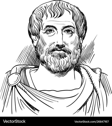 Aristotle portrait in line art Royalty Free Vector Image